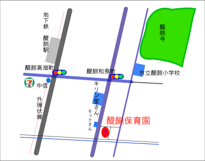 京都市伏見区醍醐保育園付近略地図